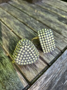 Gold-Tone Yellow Crystal Dome Statement Ring - Women Jewelry